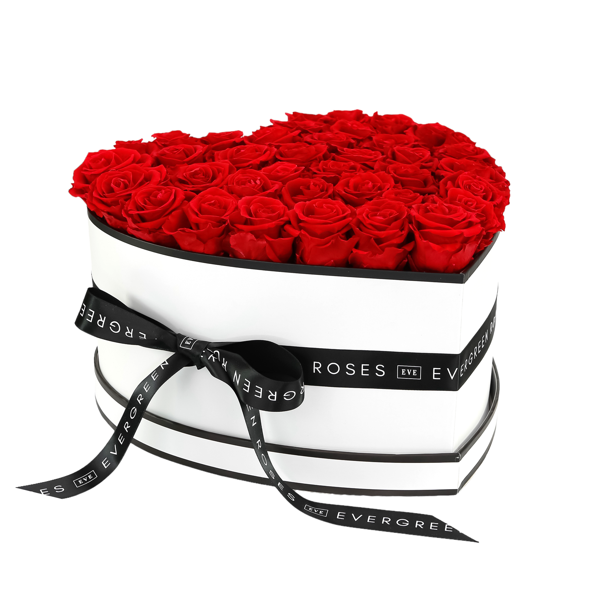 Heart-shaped preserved rose box — romantic luxury gift handcrafted by Evergreen Roses Seattle.