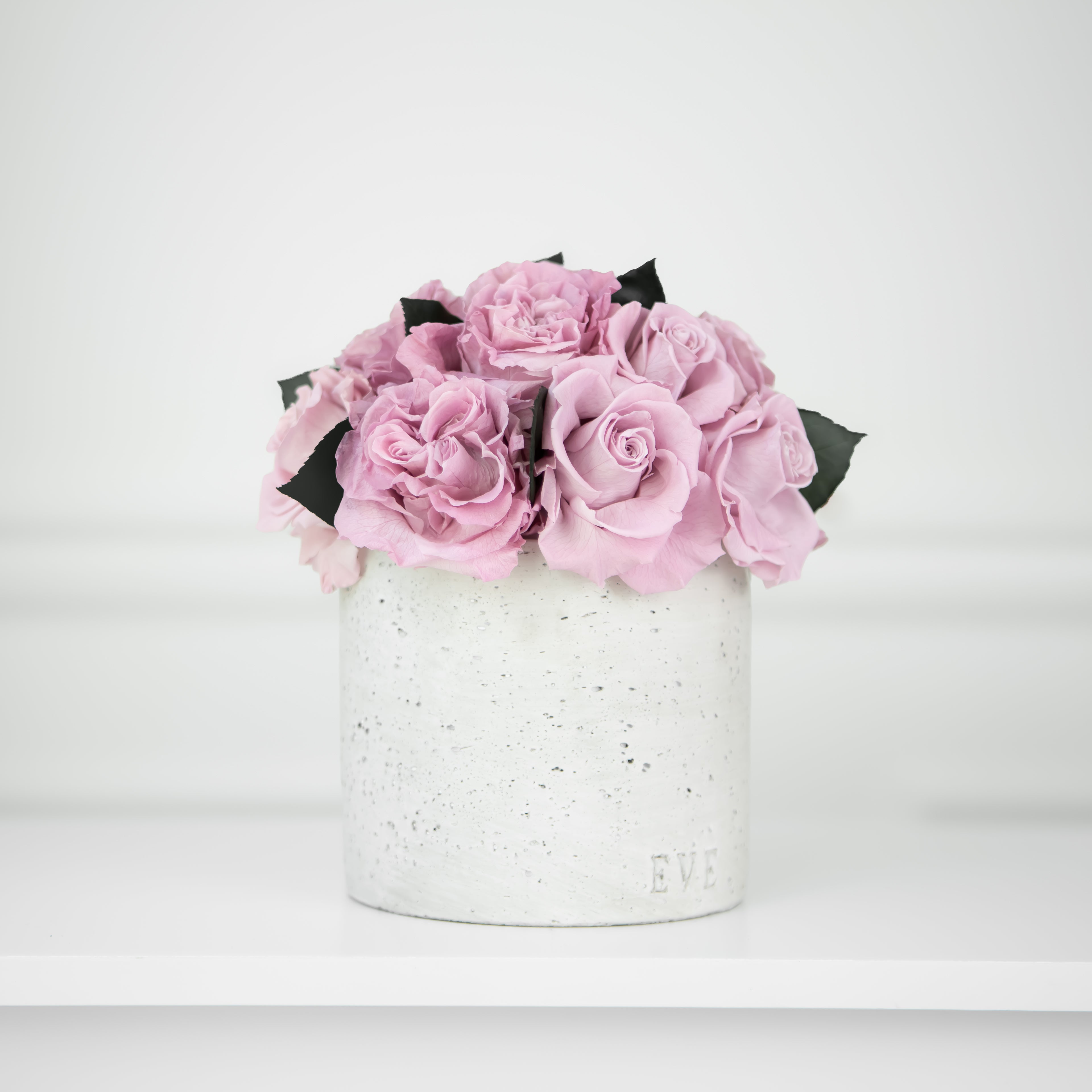 Gray Concrete Vase with Dusty Pink Roses