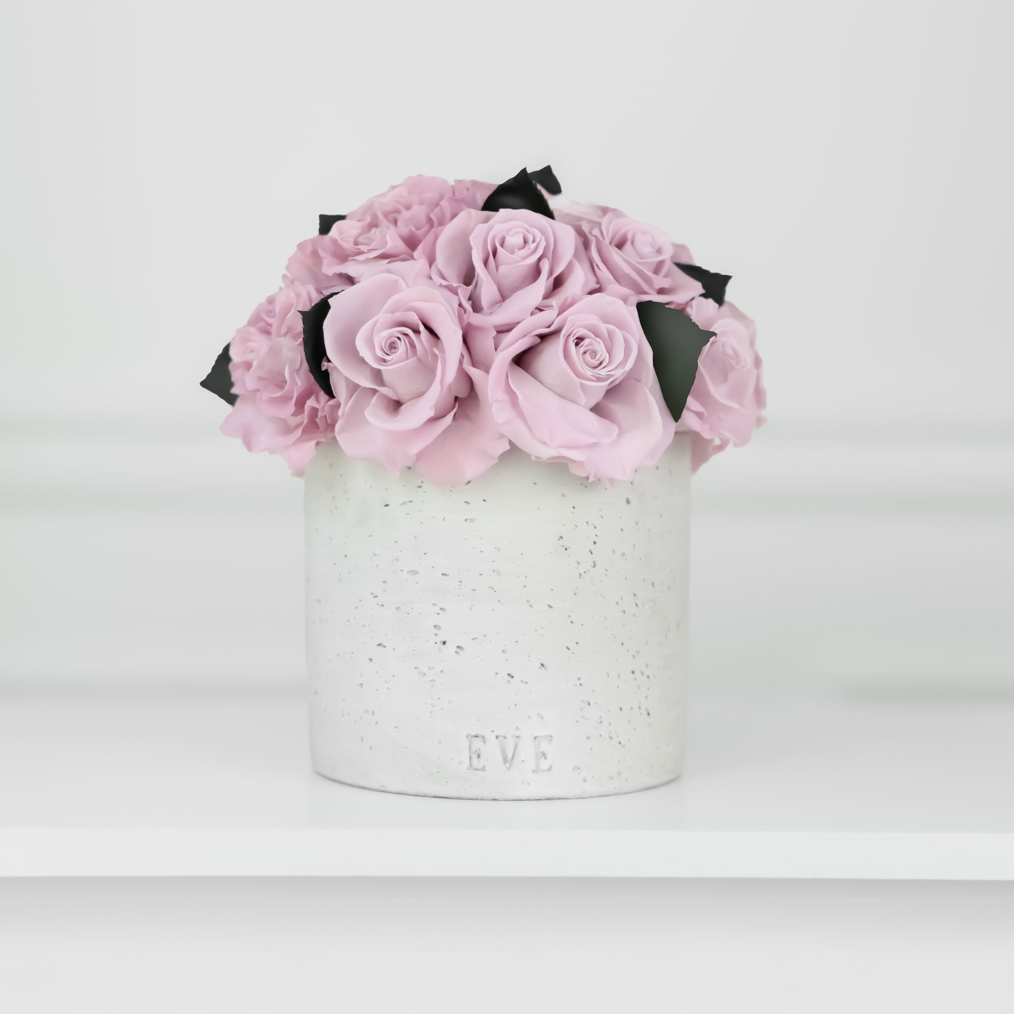 Gray Concrete Vase with Dusty Pink Roses