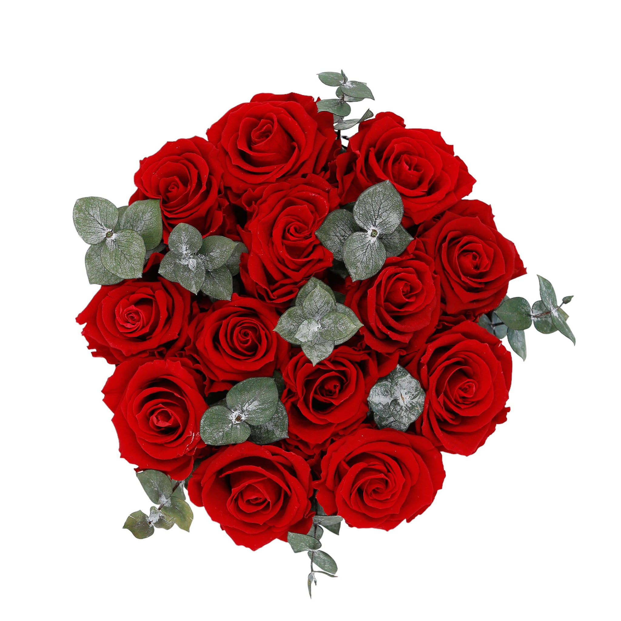 Heart with Red Roses and Eucalyptus